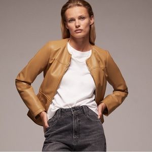 Zara double zippered faux leather jacket